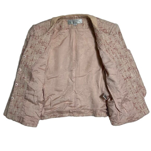Tahari Arthur S. Levine Tweed Crop Blazer Women's 4P Pink 100% Silk Trim - Picture 13 of 17